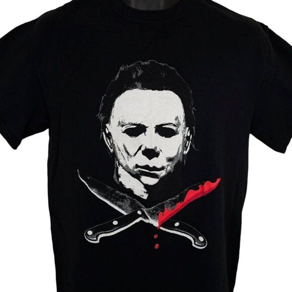 Halloween T Shirt Mens Size Medium Black Michael Myers Horror Movie Promo Retro - Picture 1 of 6